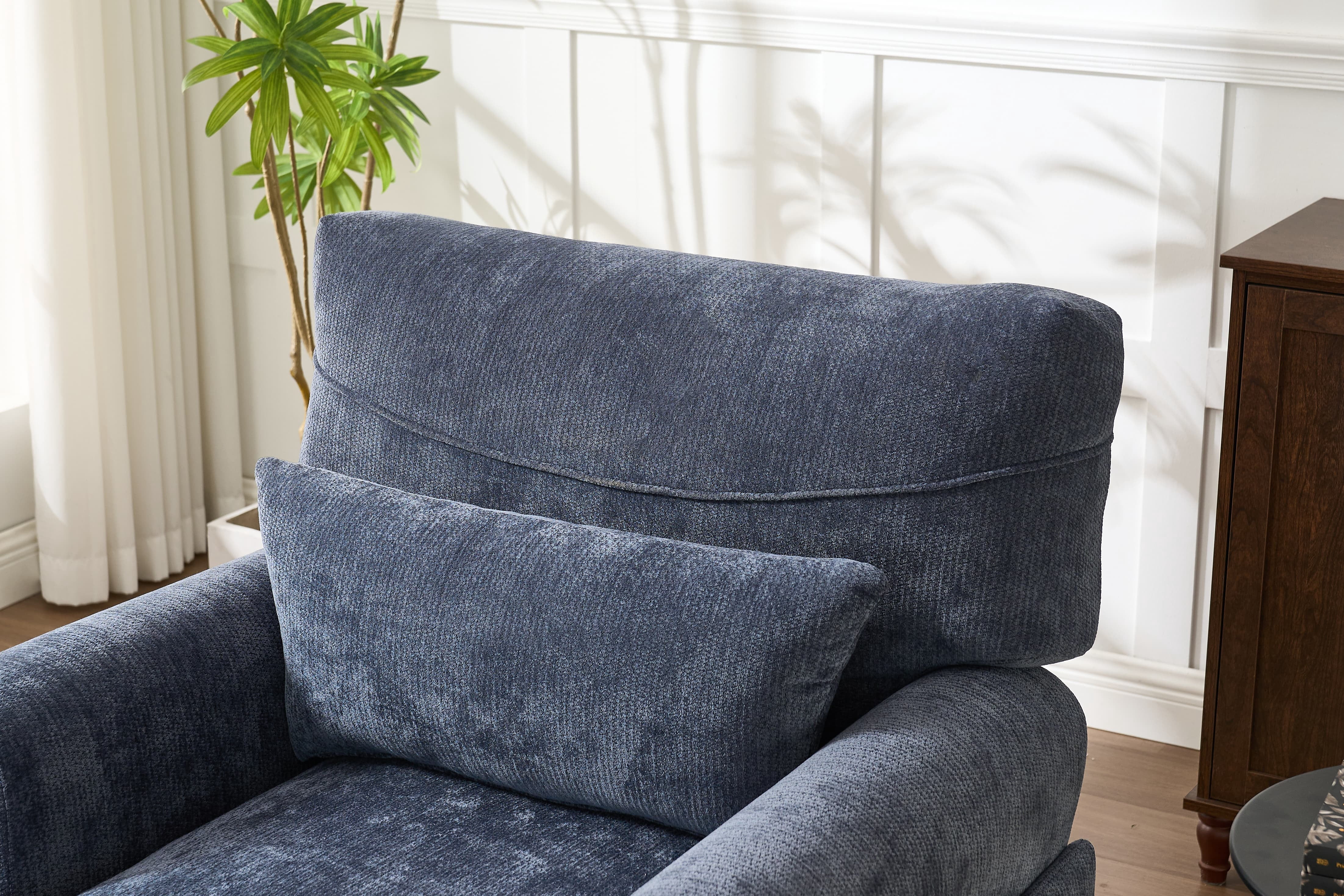 Chaise Lounge Indoor, Modern Upholstered Sleeper Chair and Sleeper Sofa for Living Room, Small Space, Blue