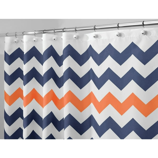 Navy Burnt Orange Chevron Fabric Shower Curtain Standard 72 X Idesign Com Navy Burnt Orange Chevron Fabric Shower, Navy Chevron Shower Curtain