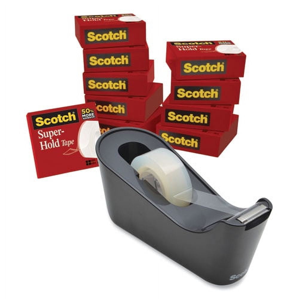 Super-Hold Tape With Dispenser, 1" Core, 0.75" X 27.77 Yds, Clear, 10 Rolls And 1 Dispenser/pack | Bundle of 2 Packs