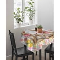 thumbnail image 4 of Easter Bunny Eggs Suqare Tablecloth - 54 x 54 Inch, Spring Tulips Rustic Rabbits Grey Plaid Waterproof & StainResistant Tablecloth, Washable Oil-proof Table Cover for Dining/Party/Wedding/Buffet, 4 of 9
