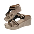 thumbnail image 6 of SBYOJLPB Women's Fashionable Sandals Versatile Casual Wedge Heel Peep Toe Plus Size Sandals Shoes Spring Summer Style Trendy Sandals, 6 of 9