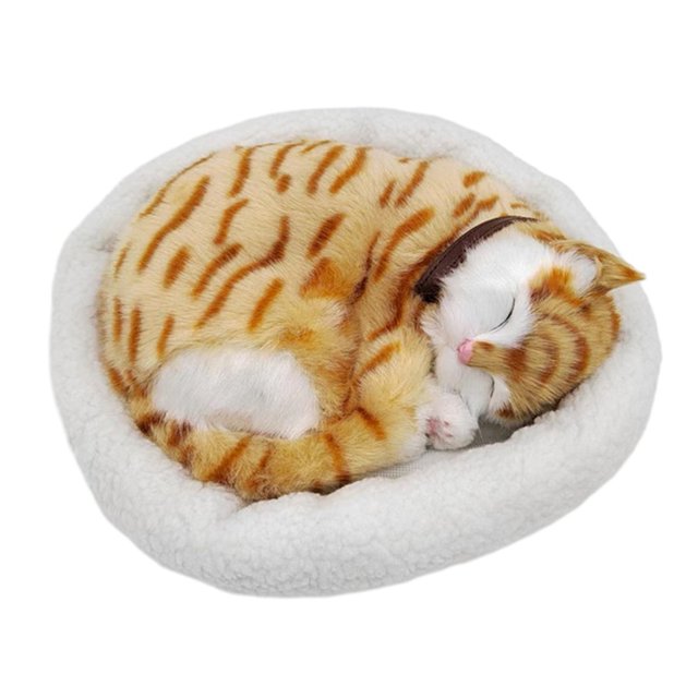 Realistic Breathing Cat Plush Toy Soft Stuffed Electronic Pet Home Decor Gift