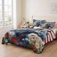 thumbnail image 2 of Quilts Twin XL Size Bedding Set, American Flag Horse Lightweight Quilted Comforter, USA Flag Vintage Floral Soft Reversible Bedspread Coverlet with Pillow Covers for All Season, 68" x 98", 2 of 9