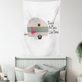 thumbnail image 4 of Travel Tapestry, There's No Place Like Home Calligraphy with a Flamingo and a Camp Trailer, Wall Hanging for Bedroom Living Room Dorm Decor, 40W X 60L Inches, Multicolor, by Ambesonne, 4 of 5