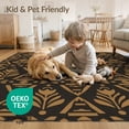thumbnail image 4 of ODIKA 5'x7' Dark Brown Estate Geometric Washable Area Rug Vintage Art Botanical Motif With Intricate Triangular Border Easy Care, Non-Shedding, Pet Friendly, for Small Living Room, Bedroom, 4 of 7