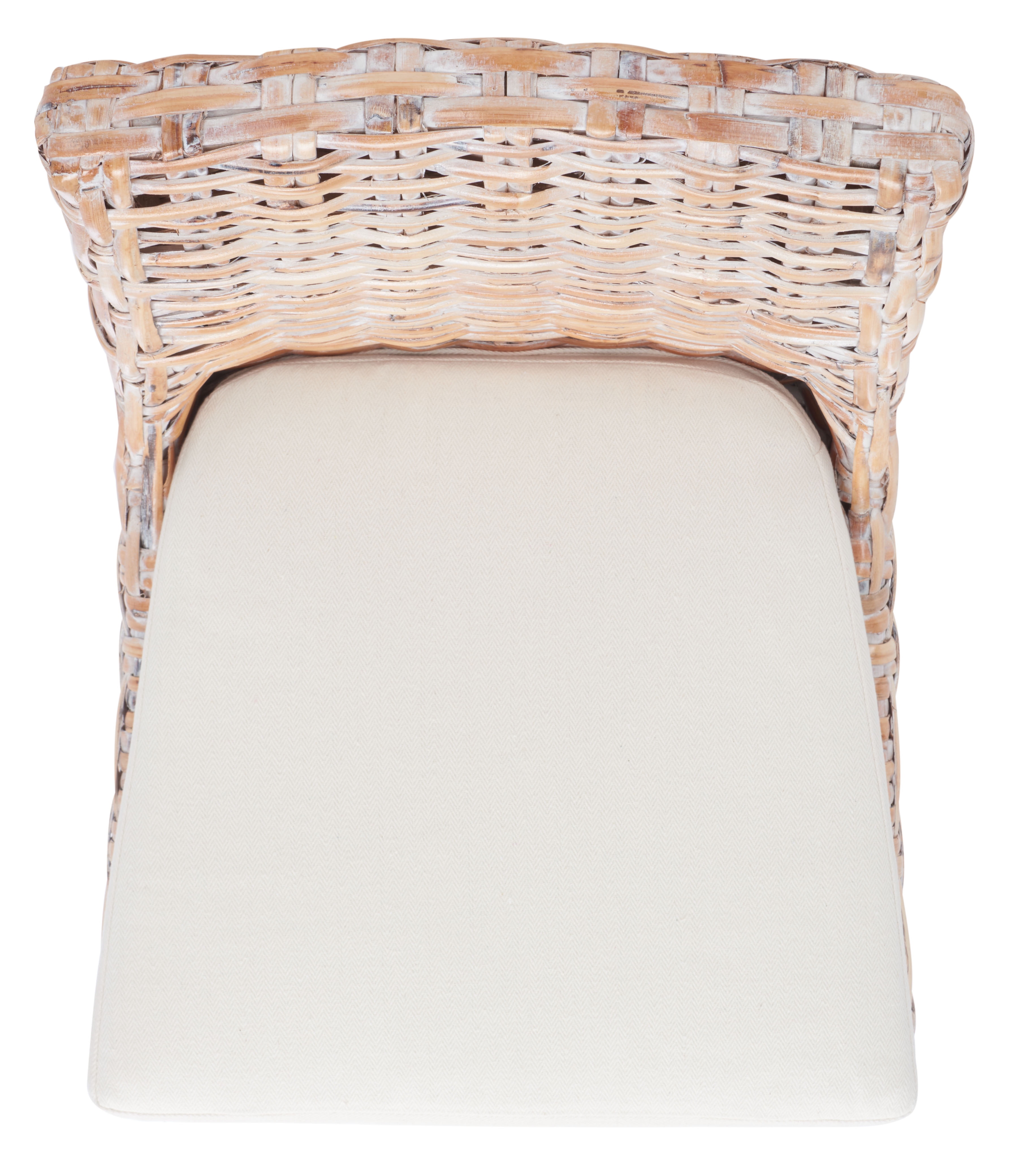 SAFAVIEH Suncoast Classic Rattan Solid Dining Parsons Chair, Natural/White Wash (Set of 2)