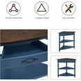 thumbnail image 5 of 33.86" Corner Table, Wood 3 Tier Triangle Side Table Corner Shelf Stand with Solid Wood Legs 1 Drawer & 2 Storage Shelves for Living Room Small Space (Navy Blue), 5 of 9