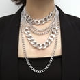 thumbnail image 4 of AYYUFE Punk Women Multi-layer Curb Chain Statement Necklace Rock Hip-hop, 4 of 8