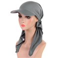 thumbnail image 2 of Women Muslim Headscarf Hat Pre Tied Hair Loss Turban Solid Color Chemo Baseball Cap Slouchy Bonnet Head Cover, 2 of 7