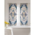 thumbnail image 3 of Navy Blue Yellow Curtains 45 Inch Length,Sheer Curtains for Bedroom Living Room Window Boho Southwestern Ethnic Mexican Flowers Rod Pocket Drapes Kitchen Curtains Small Half Window 52"x45" 2 Panels, 3 of 7