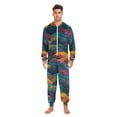 thumbnail image 3 of FORMRS Onesies Pajama for Adults Unisex Hoodie Winter Jumpsuit One Piece Sleepwear, Sizes S-2XL, Colorful Waves Pattern, 3 of 7