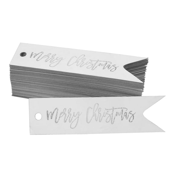 Inkdotpot Real Silver Foil Merry Christmas Tags Favor Hang Paper Tags 50 Pieces