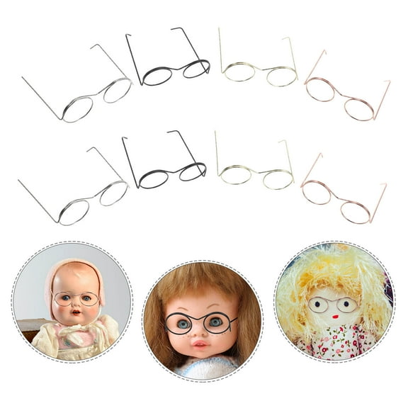 FRCOLOR 20pcs Miniature Doll Glasses Metal Frame Eyewear For Diy Crafts Tiny Eyeglasses Props For Dolls Dollhouse Decoration Round Fake Glasses