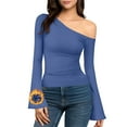 thumbnail image 4 of WXLWZYWL Off the Shoulder Tops for Womens Fleece Lined Going out Tops Long Sleeve Shirts Casual Slim Fitted Basic Tees, 4 of 6