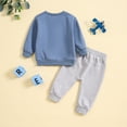 thumbnail image 4 of Quealent Toddler Boys Clothes Baby Boy Outfit Sets Baby Boy Fall Clothes Baby Boy Clothes Fall Winter Outfit Letter Graphic Sweatshirt Pullover Tops + Pants Joggers Set Light Blue,6-12 Months, 4 of 5