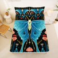 thumbnail image 5 of jejeloiu Mystical Moth Bed Sheets For Girls,Moon Print Full Size Sheets,Black Teal Pink,4-Piece,1 Flat Sheet, 1 Fitted Sheet and 2 Pillowcases, 5 of 6