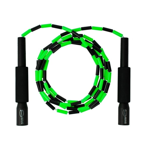 Freestyle Beaded Jump Rope, 9.3ft Adjustable, Green & Black, Skipping Rope for Exercise Workout