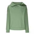 thumbnail image 6 of RYRJJ Womens Zipper Sweatshirt Turtleneck Long Sleeve Pullover Solid Color Fall Casual Loose Sweatshirts Top T Shirts(Army Green,S), 6 of 8