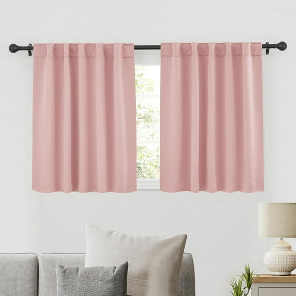 AIR-Blackout Curtains for Bedroom, Small Windows Shades Thermal Insulating Privacy Drapes for Living Room Classroom Kitchen Bathroom Dining, Wide 42 x Long 36 inch, Peach Blush, 2 Panels