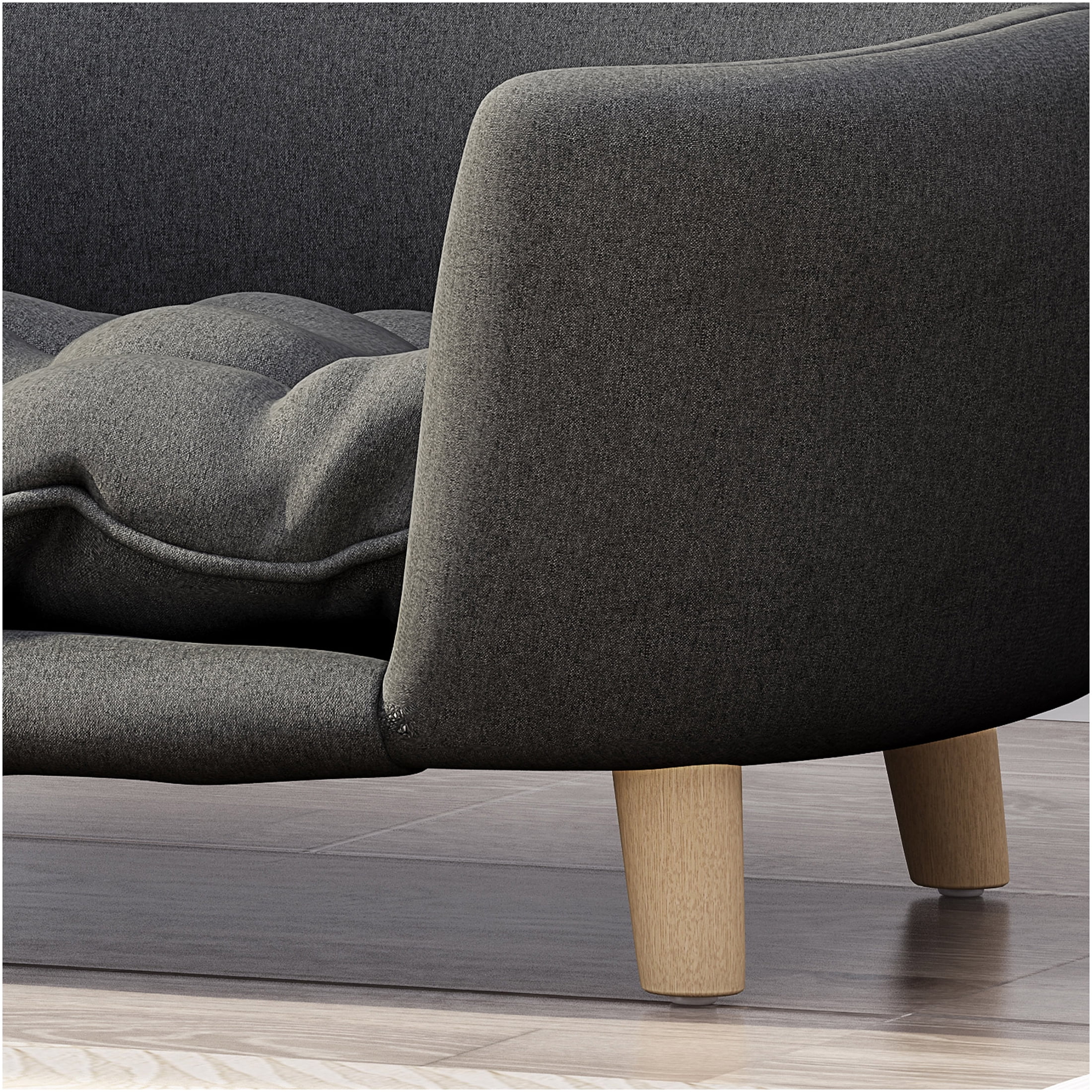 JERFIT Mid-Century Modern Dog Bed with Wood Legs, Plush Small Pet Bed for Small Dogs up to 25 lbs, Waterproof & Orthopedic Support, Washable Cover, Dark Gray