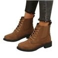 thumbnail image 2 of Lovzfmll Ankle Boots for Women, Mid Heel Boots Round Toe Lace Up, Chunky Low Heel Military Motorcycle Boots Casual Fall Brown Boots, 2 of 9