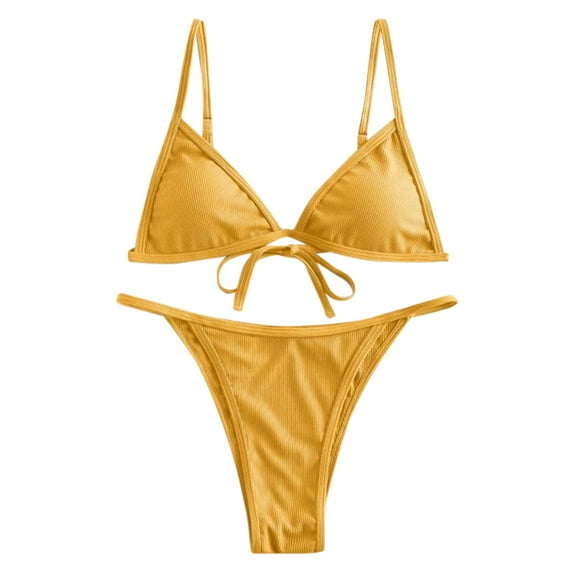 asdoklhq Swimsuits for Women Plus,Women Leaves Print Bandage Bikini Set Push-Up Brazilian Swimwear Beach Swimsuit