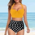 thumbnail image 2 of Summer Vintage Fashion Polka Dot Printed Swimsuit Swimwear Ladies Sexy Push Up Bra Bikini Swimsuit Two Piece Set Beachwear, 2 of 5