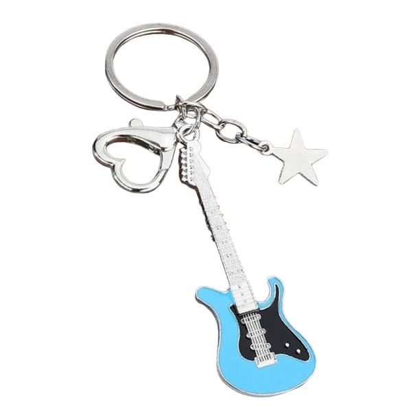 Llavero con colgante de guitarra, cadena musical, regalo de aleación de zinc, llavero de amor, colgante para bolso, teléfono, llaves, cumpleaños