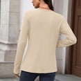 thumbnail image 4 of ManxiVoo Contemporary Women's Soft Knit Long Sleeve Top with Comfortable Slim Fit and Versatile V Neck Design for Daily Casual Wear and Office Outfits XL Size Beige, 4 of 5