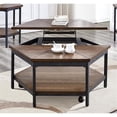 thumbnail image 2 of Steve Silver Co. Ultimo Hexagon Lift-Top Cocktail Table with Casters and Stylish Lower Shelf, Mocha Chocolate, 2 of 8