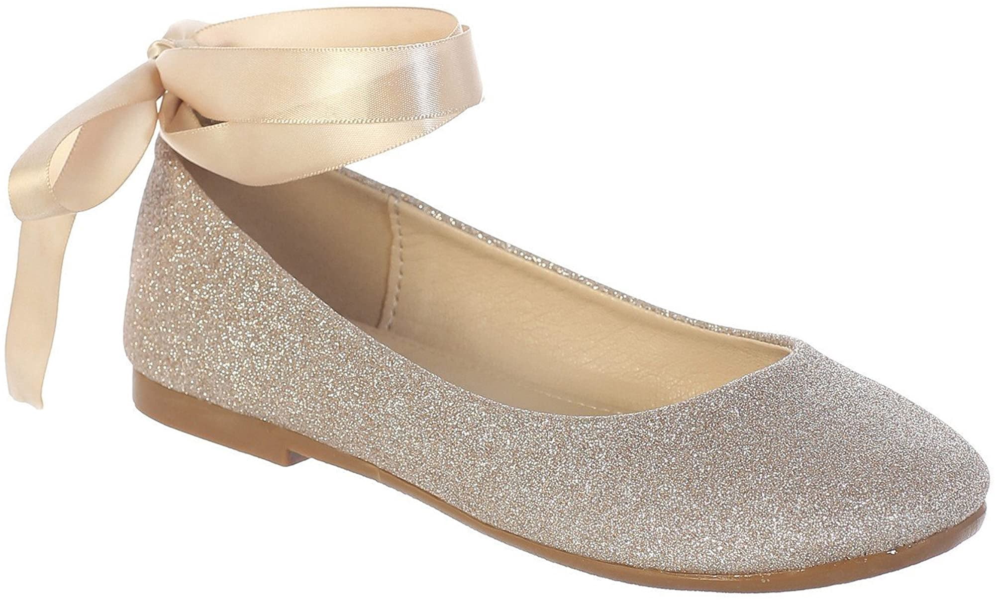 Little Girls Rose Gold Glitter Ribbon 