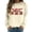 Beige, variant on Womens Merry Print O Neck Sweatshirt Round Neck Fit Pullover Tops Casual Long Sleeve Workout Shirts Loose Blouse Cow Print Pullover