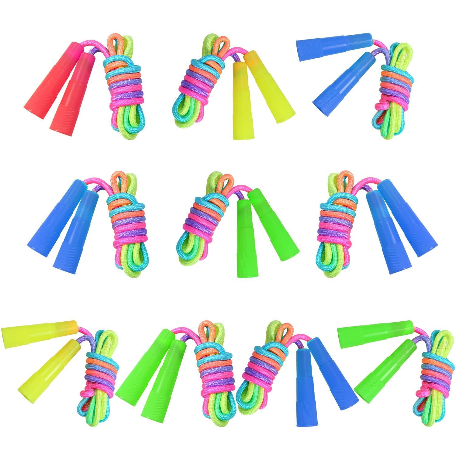 Elcoho 10 Pack Rainbow Jump Rope Set Kids Jumping Ropes Vibrant
