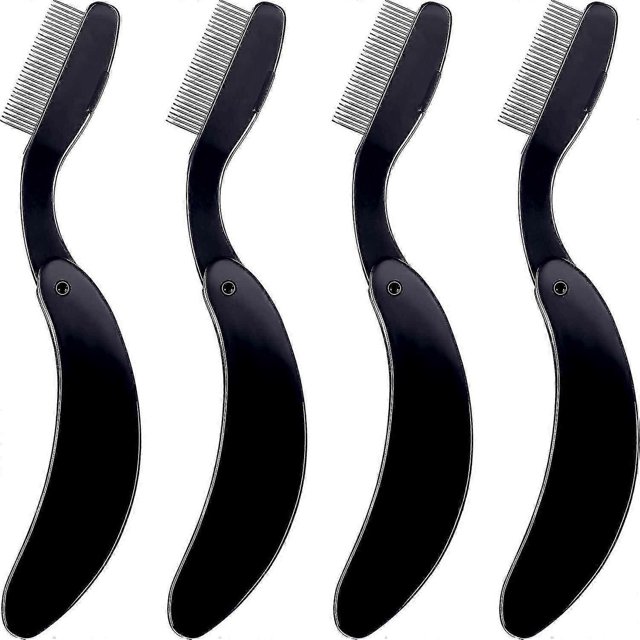 4 Pieces Folding Eyelash Comb Stainless Steel Teeth Brow Separation Comb