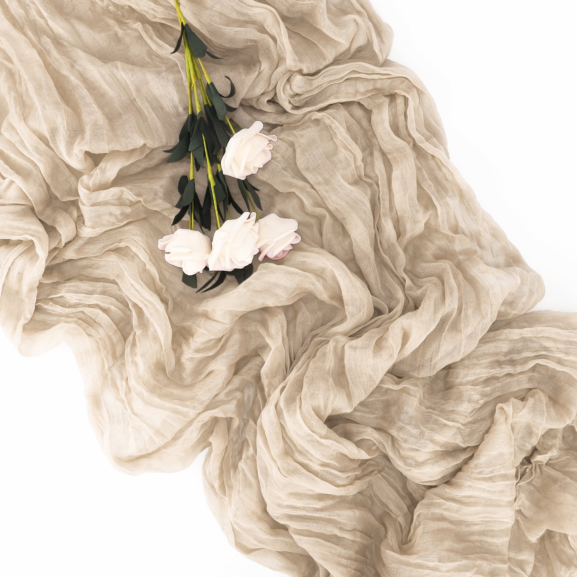 Unique Bargains Cheesecloth Table Runner for Wedding Decoration 118.11"x 35.43" Beige