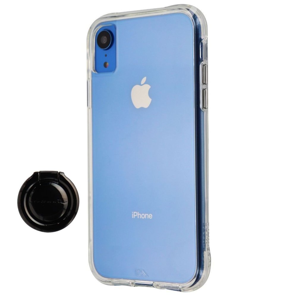 CaseMate Tough Clear Case and Metal Ring Grip for Apple iPhone XR