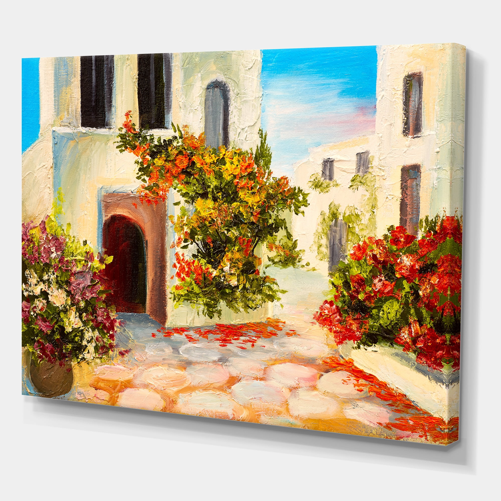 Designart ' The Mountain With Flowers With Little House I ' Nautical & Coastal Canvas Wall Art Print