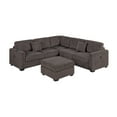 thumbnail image 2 of Miekor Furniture Living Room Corduroy Upholstered Chocolate 4pc Sectional Set RAF/LAF One-Arm Loveseat W/USB, Corner Wedge, Cocktail Ottoman Cushion Couch MK0752, 2 of 8