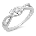 thumbnail image 1 of Dazzlingrock Collection 0.25 Carat (ctw) 10K Round Diamond Ladies 3 Stone Swirl Engagement Ring 1/4 CT, White Gold, Size 8, 1 of 4