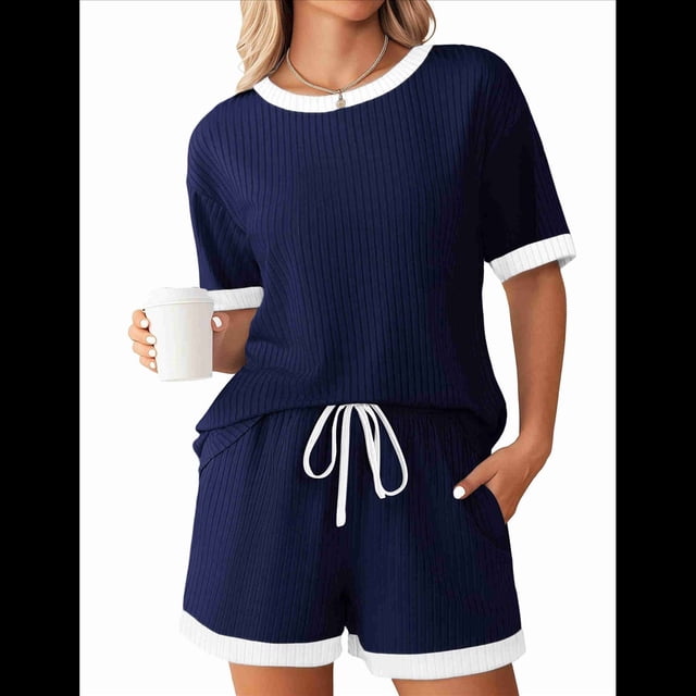 Traje de Corta con Bloques de Color Azul Marino Talla S