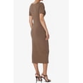 thumbnail image 4 of TheMogan Robe Midi Moulante Crayon en Coton Extensible à Manches Courtes et Encolure Carrée pour Femmes P-TG, 4 of 6