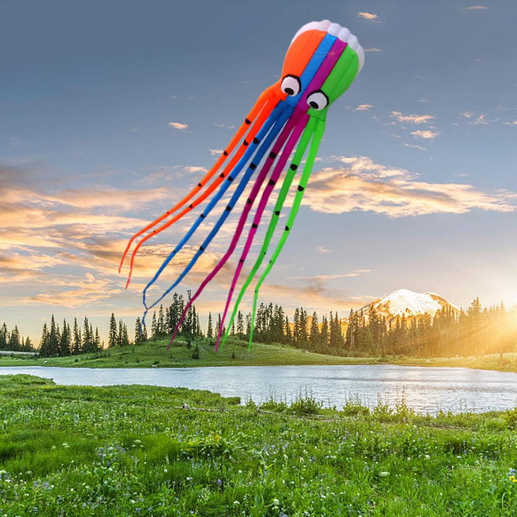 harayaa 8M Nylon Octopu Kite with Handle & String, Garden Activities Tool Huge Parafoil Colorful