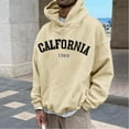 thumbnail image 2 of TAIAOJING Men's Sweatshirt CALIFORNIA Letter Printed Autumn And Winter Fashion Casual Loose Plus Size Hooded Pullover Sweatshirts With Big Pocket, 2 of 5