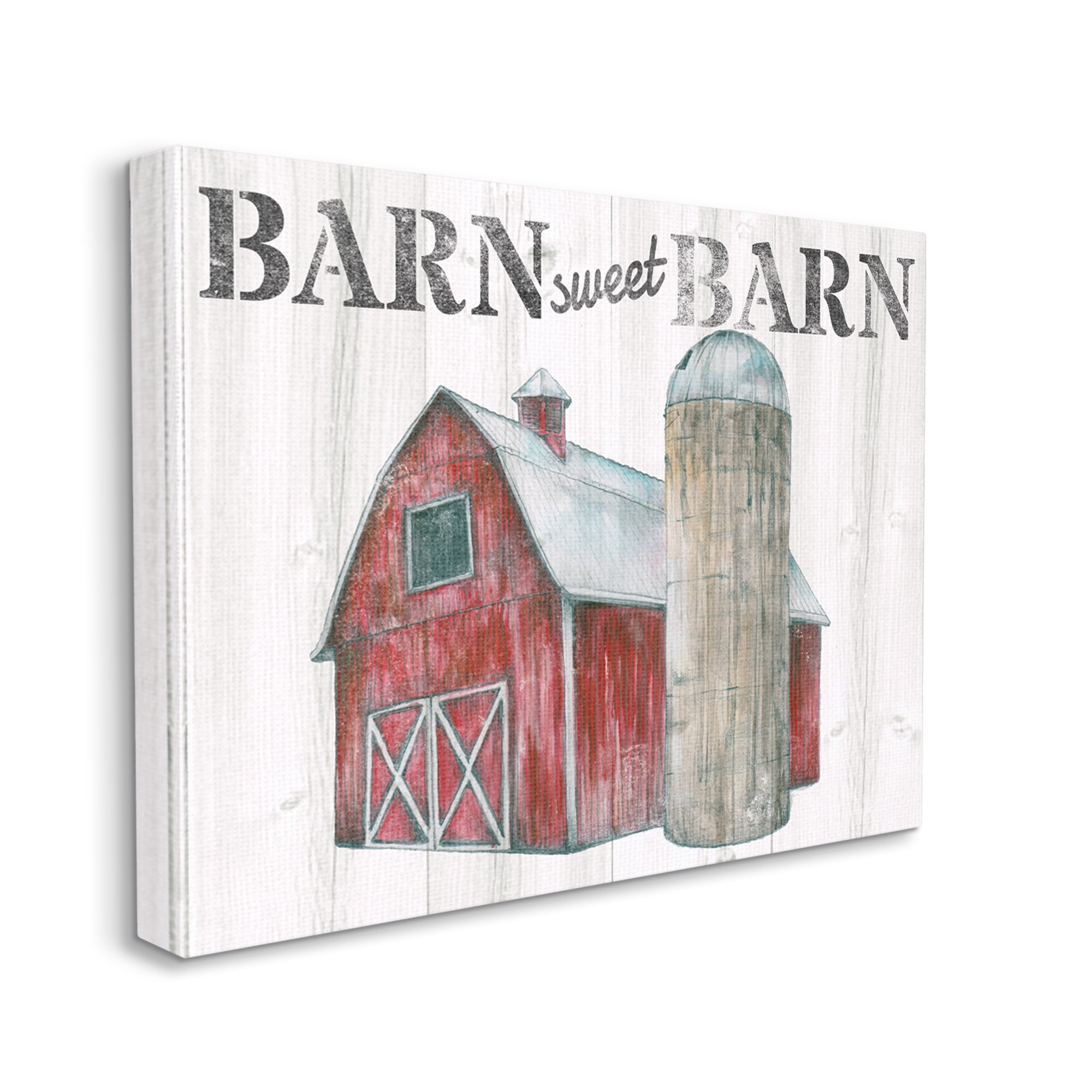 Stupell Industries Sweet Barn Rustic Phrase Landscape Painting Gallery Wrapped Canvas Art Print Wall Art, 20 x 16