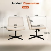 BestOffice Armless Office Chair, Criss Cross Chair Legged, No Wheels Swivel for Men, Women(Biege)