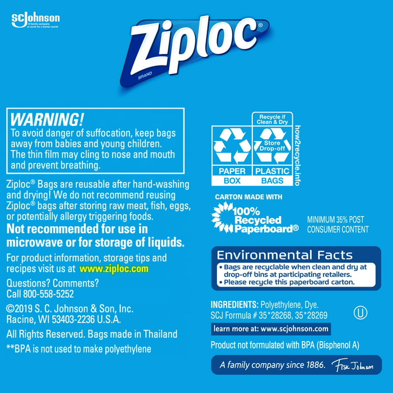 Ziploc Brand Storage Gallon Bags, Large Storage Bags for Food, 38 Count