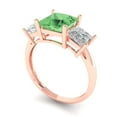 thumbnail image 2 of 2.5 ct Princess Cut Simulated Green Diamond Three-Stone Engagement Ring for Women in 18K Rose Gold, 2 of 5