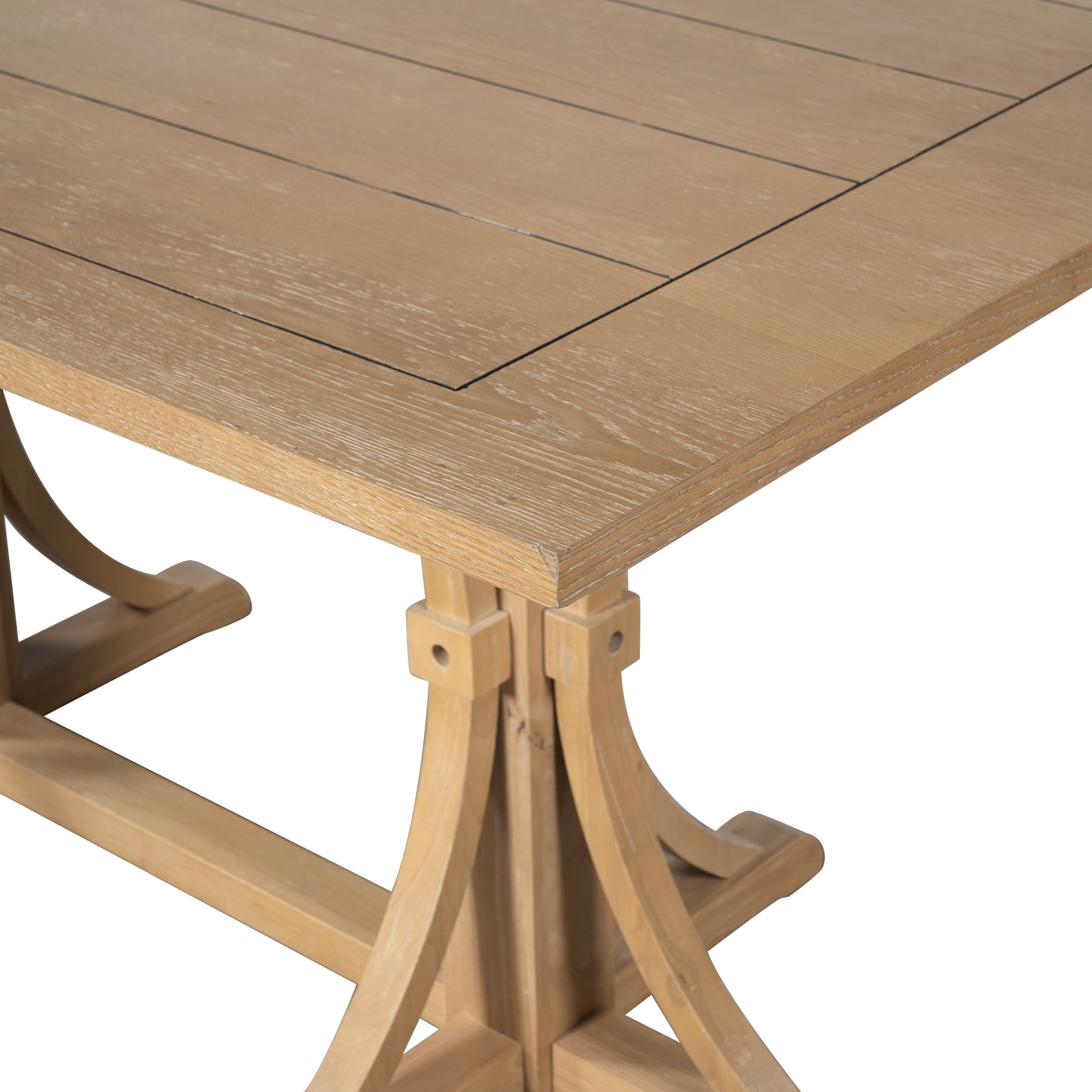 Euroco 60 Inch Farmhouse Dining Table for 6, Solid Wood Dining Room Table Kitchen Table with Trestle Base & Curved Legs for Living Room,Home Office,Natural