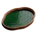 thumbnail image 2 of GUOOL Begonia Flower Glass Tray Snack Countertop Bread Fruit Desk Tray Decorative Tray Green Small, 2 of 9
