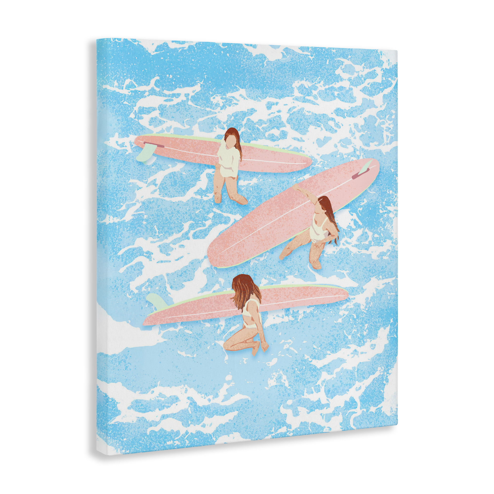 Surfing Girls Trio Canvas Wall Art, design by Ziwei Li